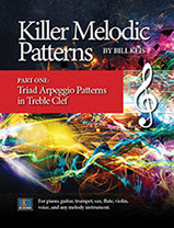 Book cover designs for Bill Keis "Killer Melodic Patterns" series of 4 books.