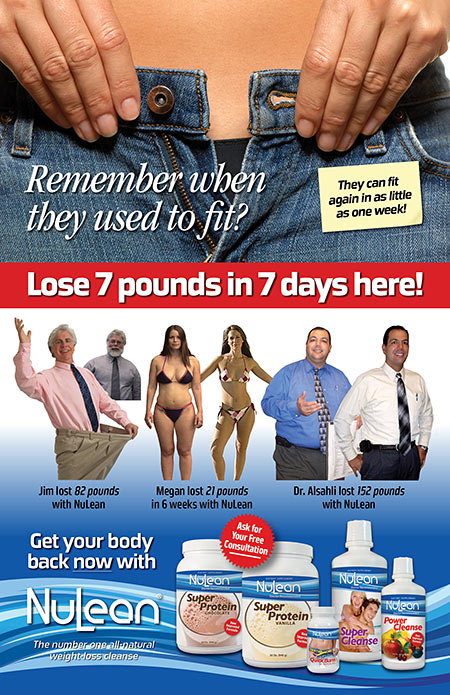 Poster designed for NuLean Weight Loss Products of Florida.