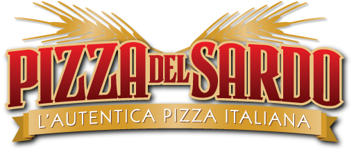 Logo design, branding for Pizza del Sardo restaurant in California.