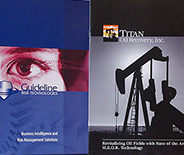Brochure designs for Guideline Risk Technologies and Titan Oil Recovery.