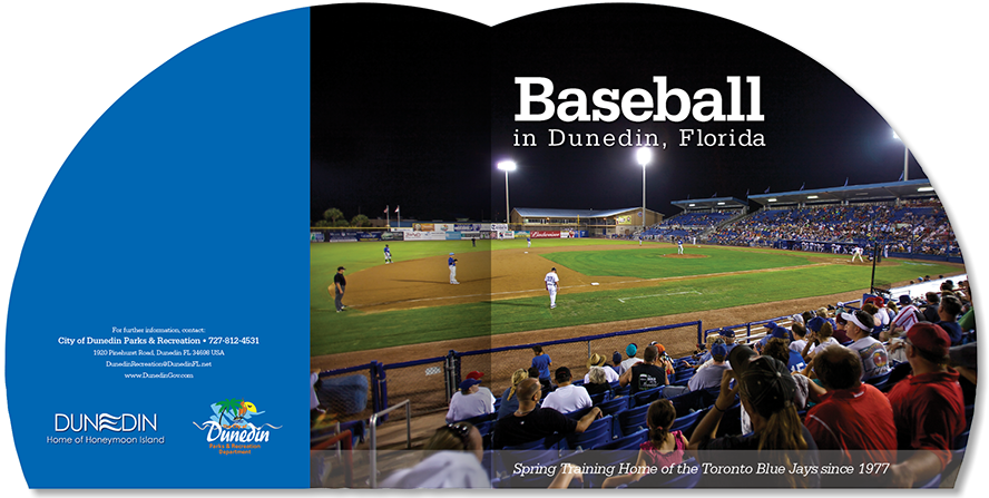 Brochure designed for Dunedin Department of Parks and Recreation, promoting their city center baseball field.