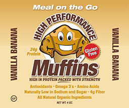 Label designs for High Performance Muffins product.