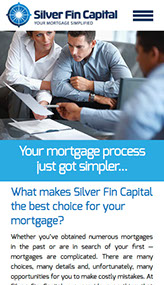 Mobile web site design for Silver Fin Capital in Great Neck, New York.