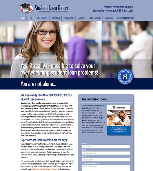 Website design for Student Loan Center of California.