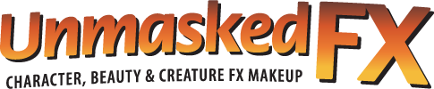 Logo design for Unmasked FX, a special effects makeup company in Pasadena, California.